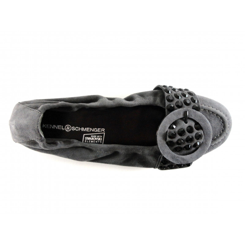 Ballerine femme K&S chic en nubuck gris