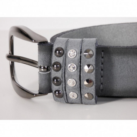 Ceinture Bernd Götz en cuir Gris Bijoux Swarovski