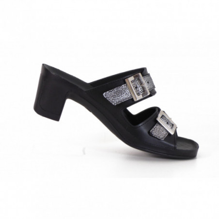 Mules Vital 0568 noir et argenté en cuir Mules Vital 0568 noir et argenté en cuir