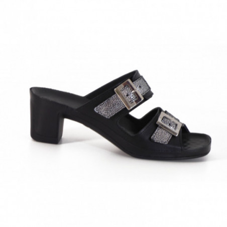Mules Vital 0568 noir et argenté en cuir Mules Vital 0568 noir et argenté en cuir