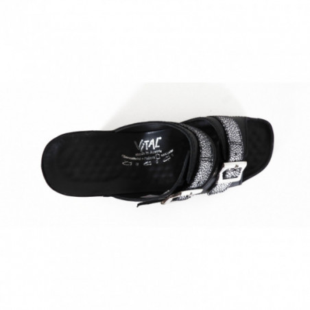Mules Vital 0568 noir et argenté en cuir Mules Vital 0568 noir et argenté en cuir