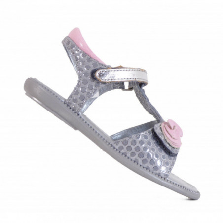 Nu-pieds Babybotte en cuir pour fille à pois