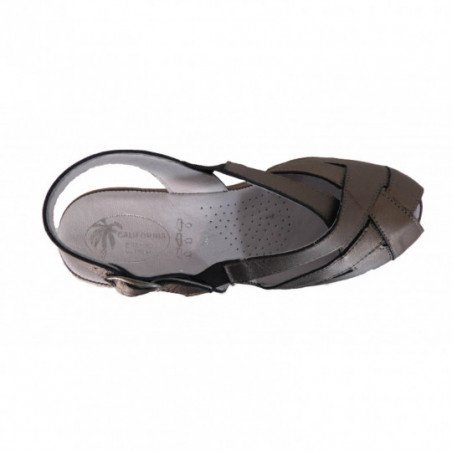 Nu-pied en cuir Florett Confort à talon compensé Bronze Nu-pied en cuir Florett Confort à talon compensé Bronze