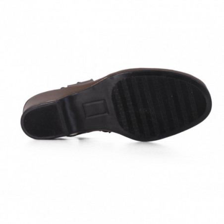 Nu-pied en cuir Florett Confort à talon compensé Bronze Nu-pied en cuir Florett Confort à talon compensé Bronze