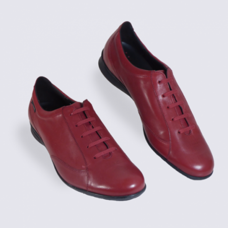 Chaussures Mephisto, chaussures de ville femme en cuir rouge foncé