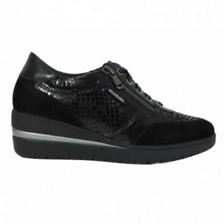 Chaussure à talon compensé Mephisto en cuir Confort Noir Femme Chaussure à talon compensé Mephisto en cuir Confort Noir Femme