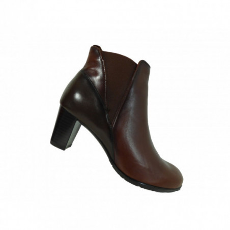 Bottines en cuir Marron lisse Ara Femme à talon bottier