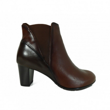 Bottines en cuir Marron lisse Ara Femme à talon bottier