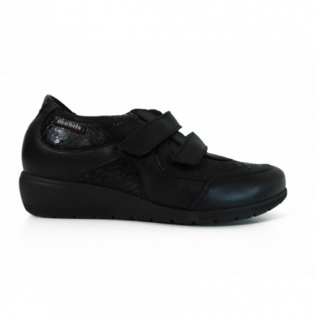 Chaussures Mephisto Confort à velcros en cuir Noir