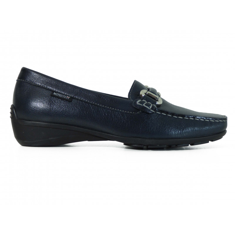 Mocassins Mephisto mocassins a motif serpent femme en cuir bleu dore Igert Chaussure Maroquinerie
