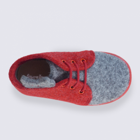 Chausson bébé Babybotte rouge avec chat