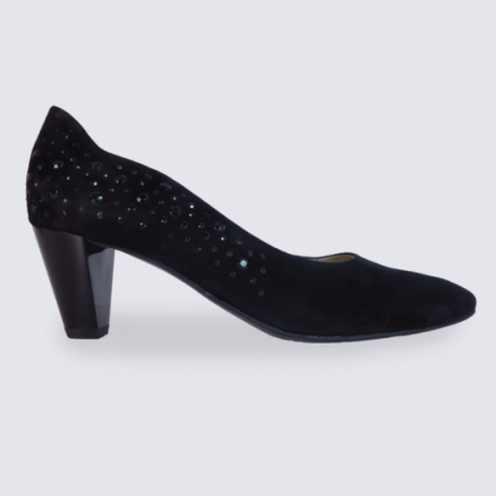 Escarpins Ara en cuir velours noir avec strass Escarpins Ara en cuir velours noir avec strass