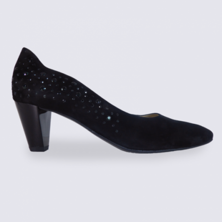 Escarpins Ara en cuir velours noir avec strass