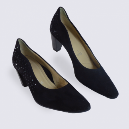 Escarpins Ara en cuir velours noir avec strass Escarpins Ara en cuir velours noir avec strass