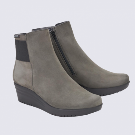 Bottine Mephisto, bottines à talons femme en cuir gris