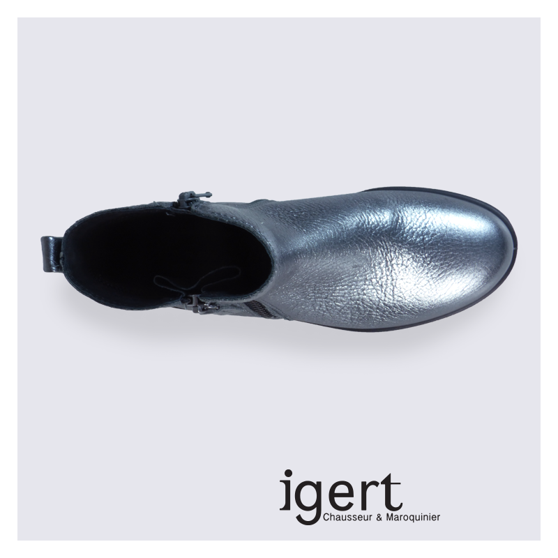 Bottines Ecco, bottines femme en cuir argenté