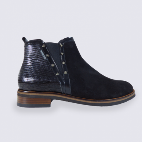 Bottines Mephisto, bottines à glissières femme en cuir noir