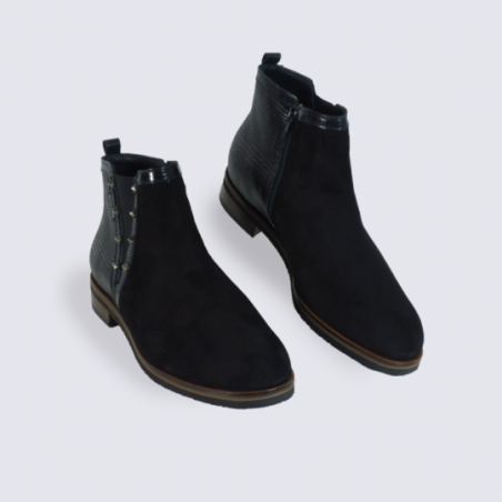 Bottines Mephisto, bottines à glissières femme en cuir noir