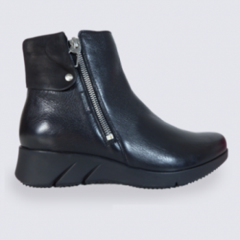 Bottines Mephisto, bottines à glissière femme en cuir noir