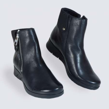 Bottines Mephisto, bottines à glissière femme en cuir noir