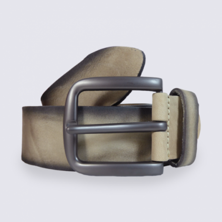 Ceinture Bernd Götz en cuir taupe effet vieilli