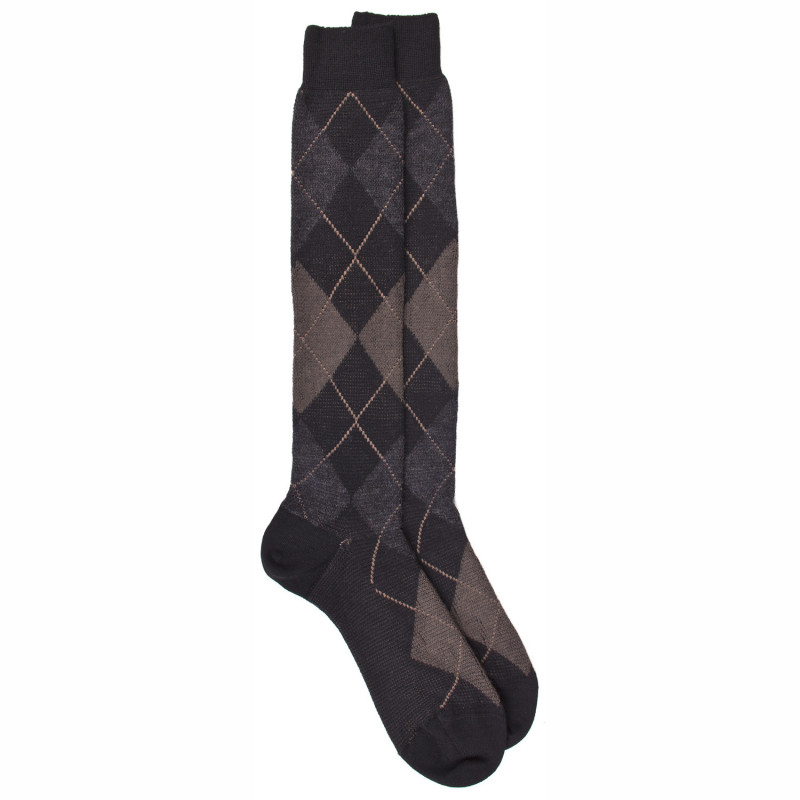 Chaussettes homme Doré Doré en Laine Mérinos renforcée motif Jacquard noir