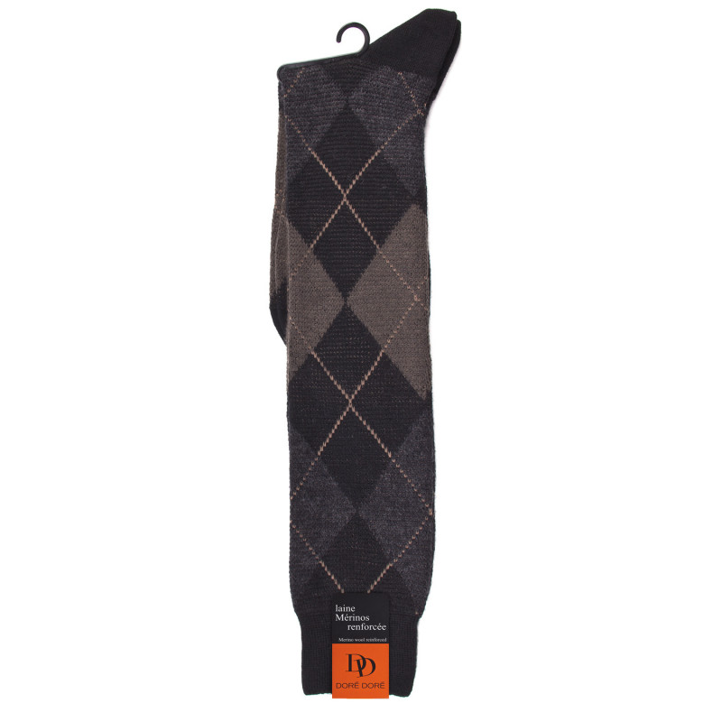 Chaussettes homme Doré Doré en Laine Mérinos renforcée motif Jacquard noir