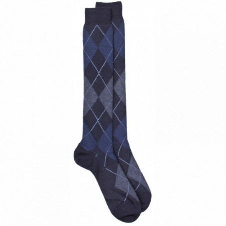 Chaussettes homme Doré Doré en Laine Mérinos renforcée motif Jacquard bleu marine