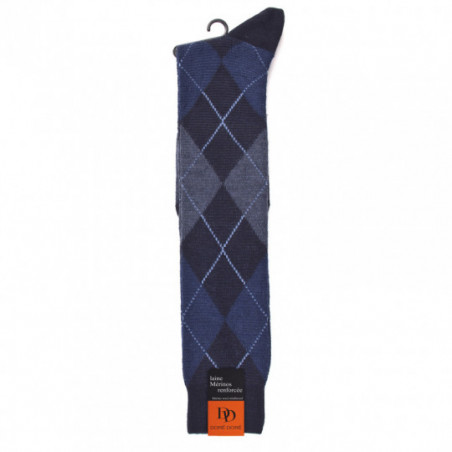 Chaussettes homme Doré Doré en Laine Mérinos renforcée motif Jacquard bleu marine