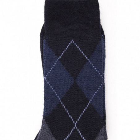 Chaussettes homme Doré Doré en Laine Mérinos renforcée motif Jacquard bleu marine