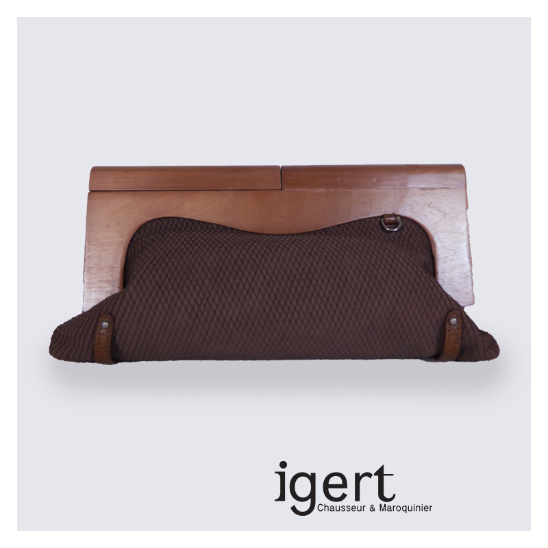 Pochette Frederic en bois et en cuir marron