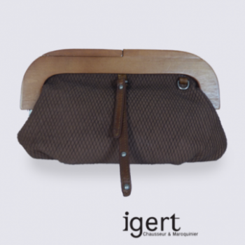 Petite pochette Frederic en bois et en cuir marron