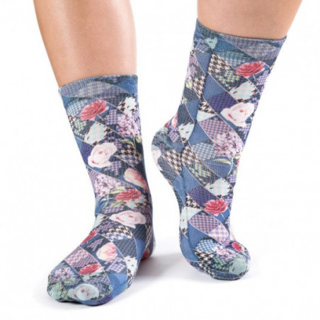 Chaussettes femme Wigglesteps Originales à motif à carreaux fleuris