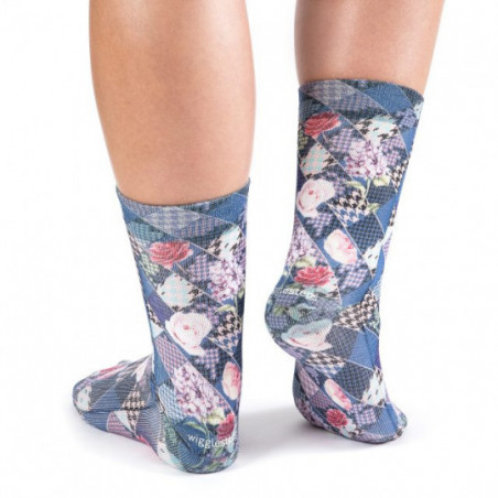 Chaussettes femme Wigglesteps Originales à motif à carreaux fleuris