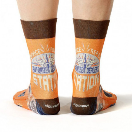 Chaussettes orange Homme Wigglesteps tendance à motif voiture