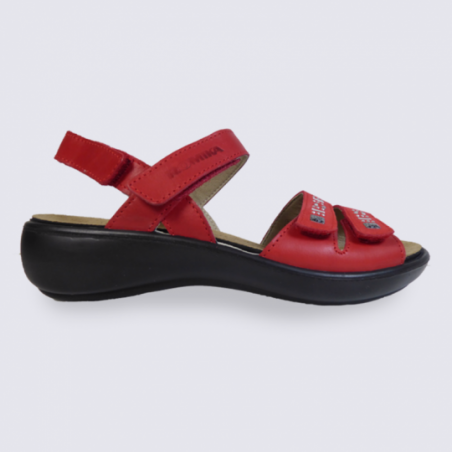 Nu-pied Westland by Josef Seibel, nu-pied femme à velcro en cuir rouge