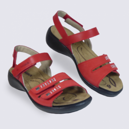 Nu-pied Westland by Josef Seibel, nu-pied femme à velcro en cuir rouge