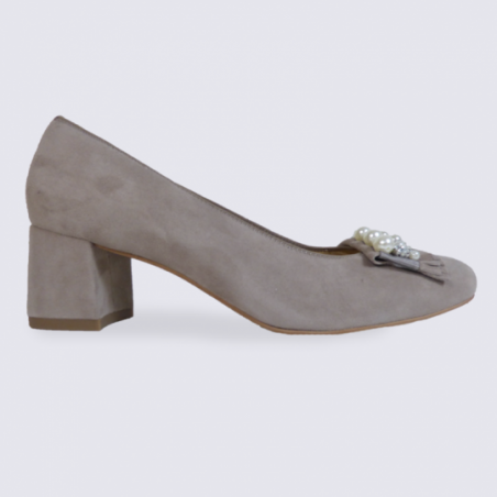 Escarpins Ara en cuir taupe avec perles tendance et confort