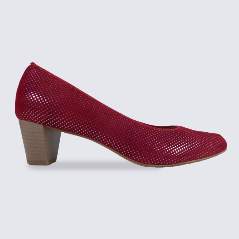 Escarpins Ara rouge pois argent tendance et confort I Igert