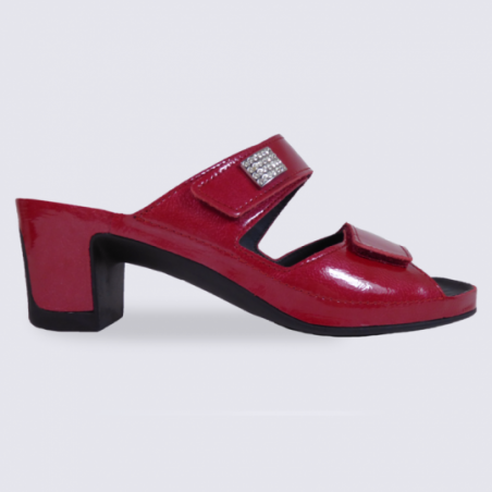 Mules Vital femme en cuir ciré rouge confort et tendance