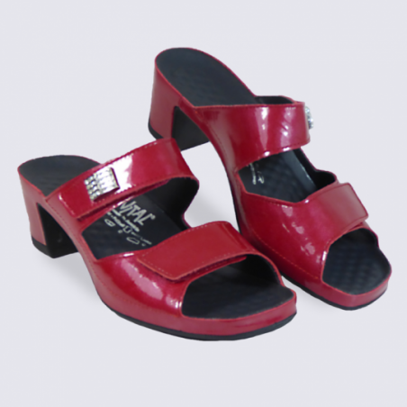 Mules Vital femme en cuir ciré rouge confort et tendance Mules Vital femme en cuir ciré rouge confort et tendance