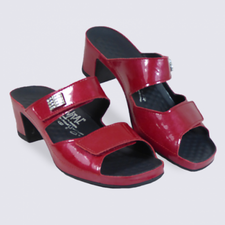 Mules Vital femme en cuir ciré rouge confort et tendance