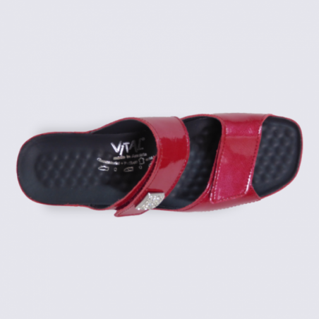 Mules Vital femme en cuir ciré rouge confort et tendance Mules Vital femme en cuir ciré rouge confort et tendance