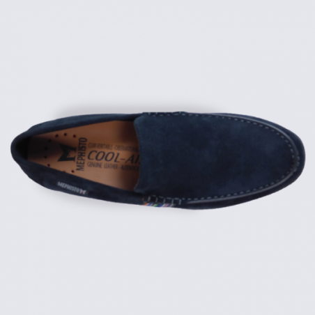 Mocassin pour homme Mephisto en cuir bleu marine