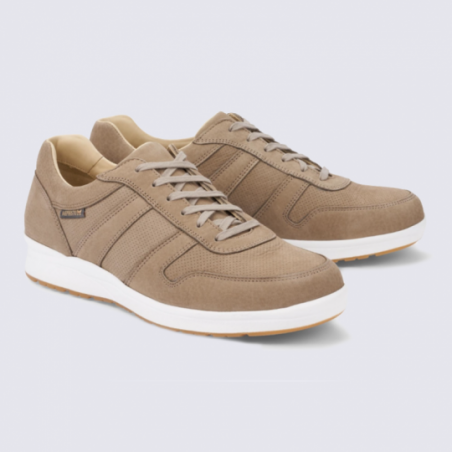 Baskets homme Mephisto en cuir beige confort