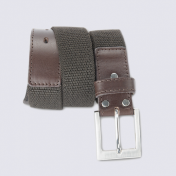 Ceinture pour homme Bernd Gotz en cuir et tissu brun foncé