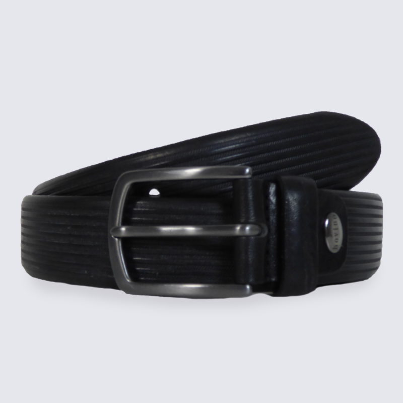 Ceinture pour homme Bernd Götz en cuir à rayure noir Ceinture pour homme Bernd Götz en cuir à rayure noir