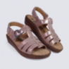 Nu-pied Mephisto en cuir or rose à talon compensé Nu-pied Mephisto en cuir or rose à talon compensé