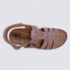 Nu-pied Mephisto en cuir or rose à talon compensé Nu-pied Mephisto en cuir or rose à talon compensé