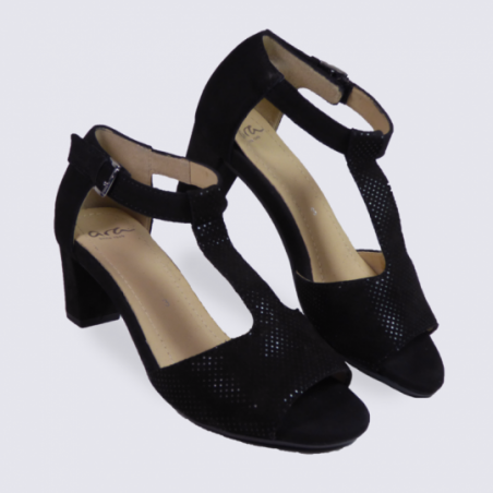 Sandales à talon Ara en cuir noir tendance